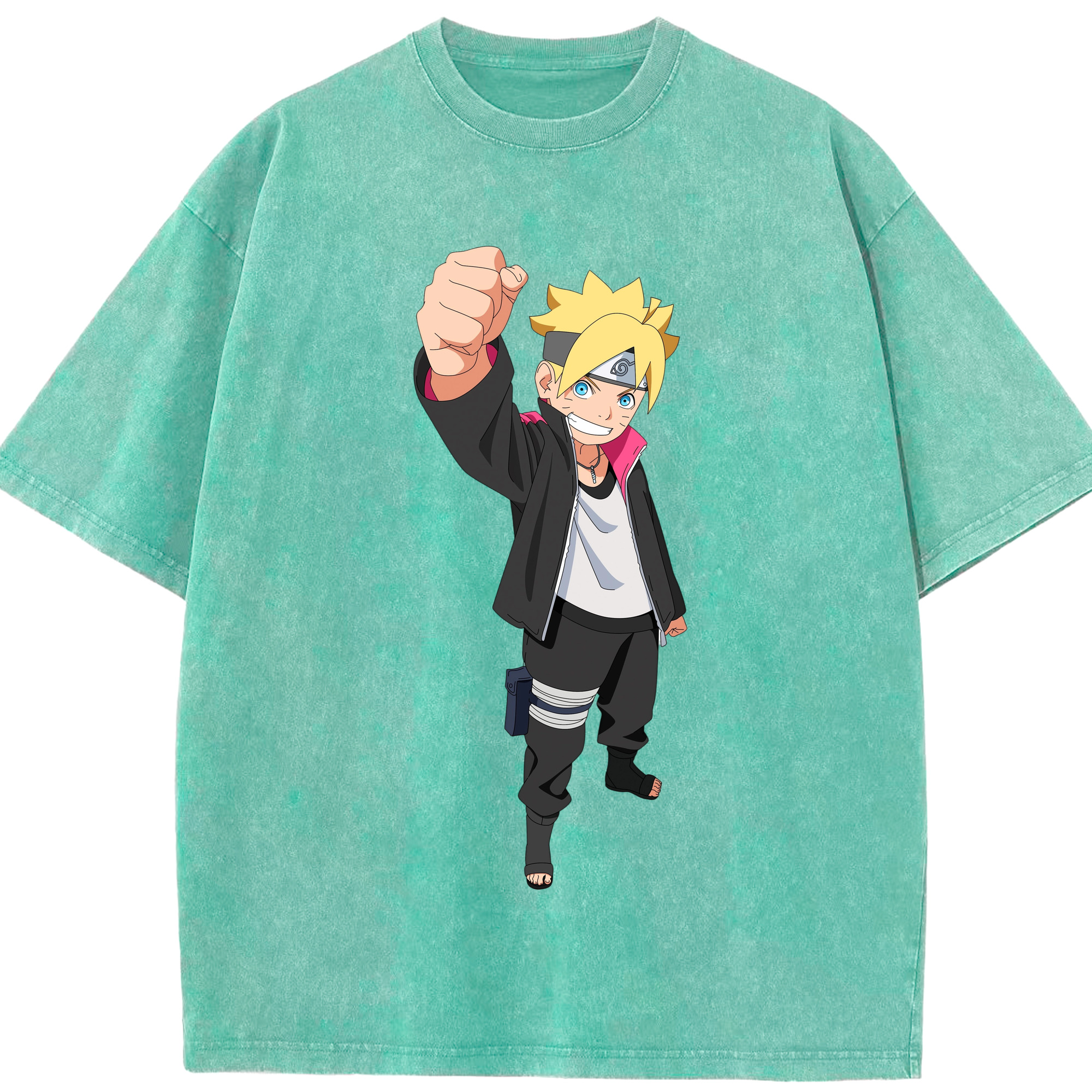 （画像用） NARUTO -ナルト- うずまき ボルト Uzumaki Boruto 綿100% ヴィンテージ風 半袖Tシャツ（フロントプリント）